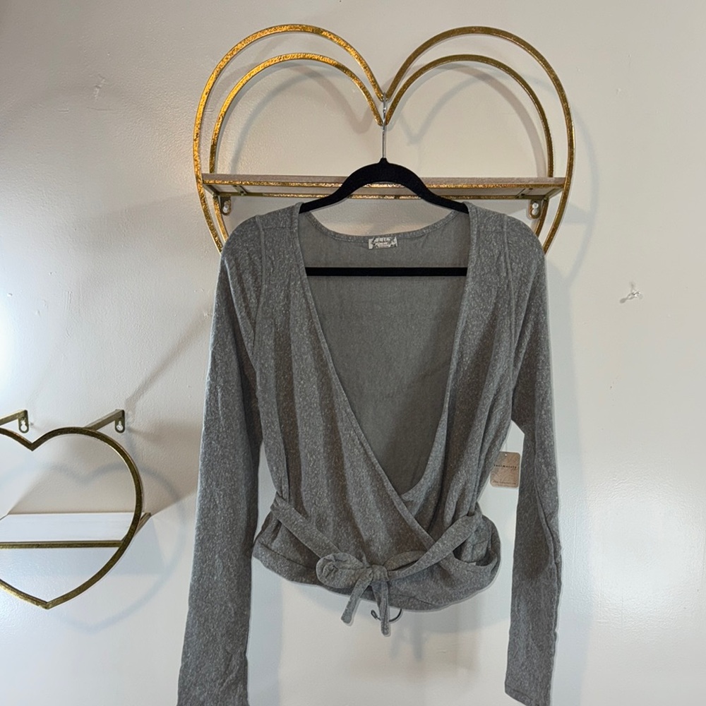 Free People Gray Wrap Cardigan